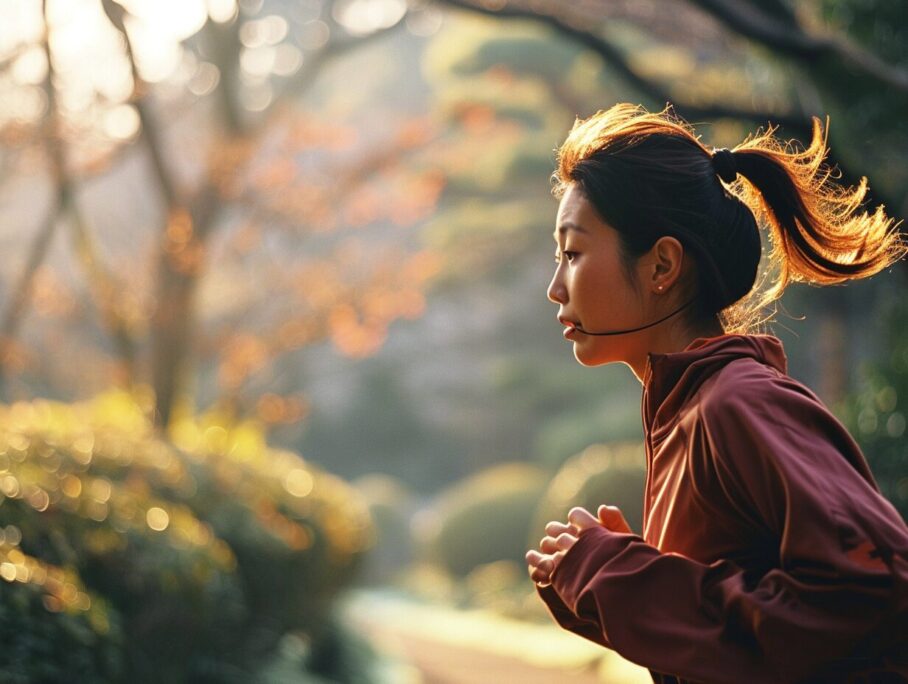 公園でランニング中の女性